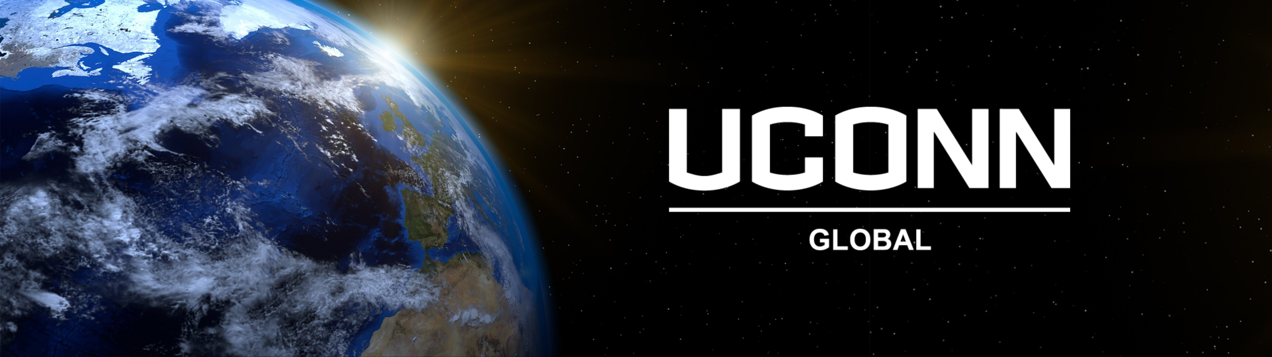 Banner image showing planet Earth from space on the left with the text ‘UConn Global’ on a black starry background on the right